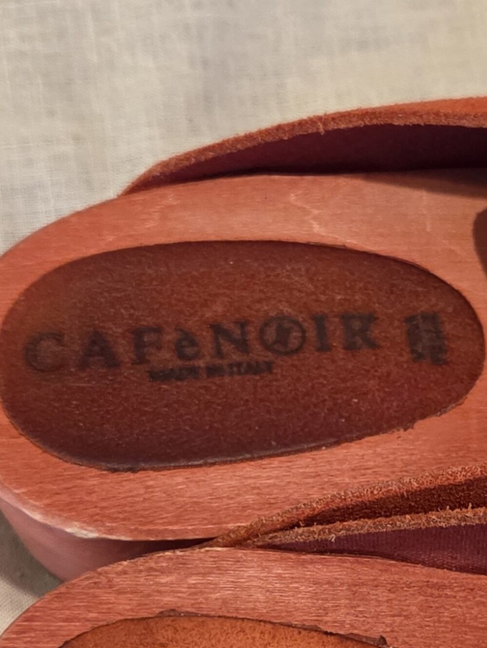 CafeNoir Italy Burnt Orange Suede Wooden Clogs EU 38 | Studded Slip On Mules - Picture 5 of 8